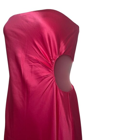 Reformation Nevaeh Satin Dress Flambe Pink Medium NWT Strapless Formal Gown - Picture 5 of 7